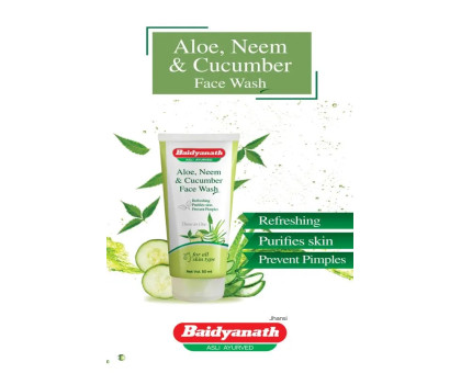 Засіб для вмивання Алое, Нім та Огірок Байд'янатх (Face wash Aloe, Neem and Cucumber Baidyanath), 100 мл